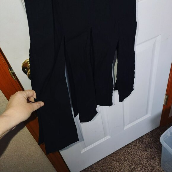 Anthropologie Black‎ Halter Dress Slit Legs XS Black Witchy Goth Romantic Goth - Picture 2 of 11